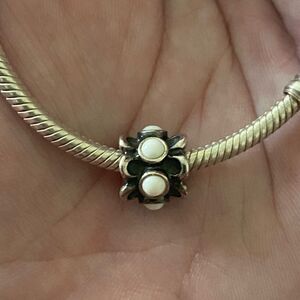 Authentic Pandora Forget Me Not White Agate Charm